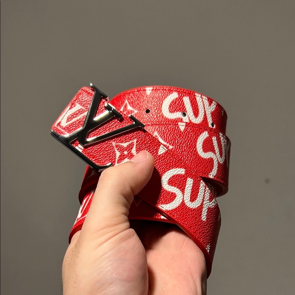 LV x Supreme Belt - Red & White